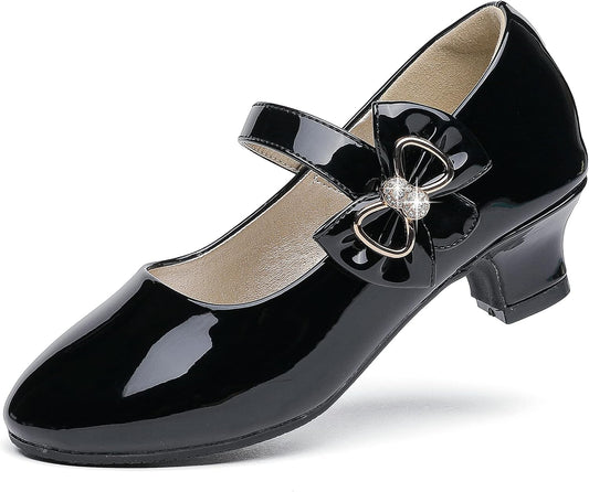 Dufannie Girls Dress Shoes Low Heel Princess Flats for Kids