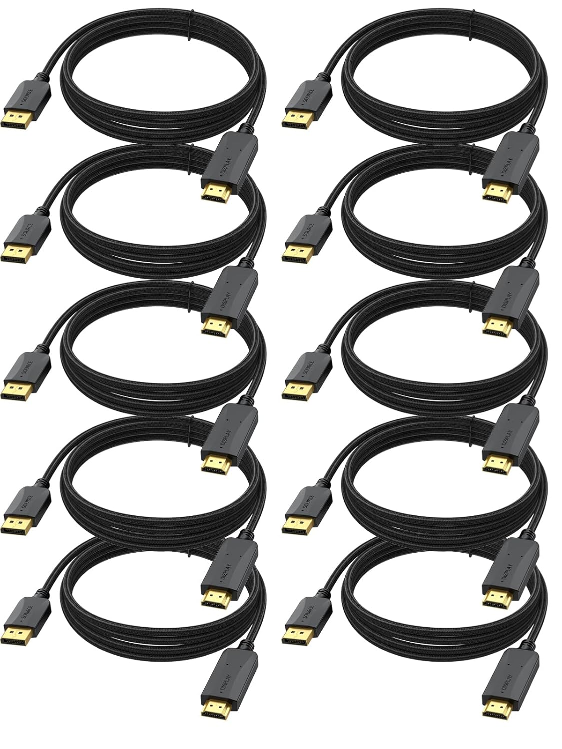 4K DisplayPort to HDMI Cable 10-Pack for Ultimate Connectivity