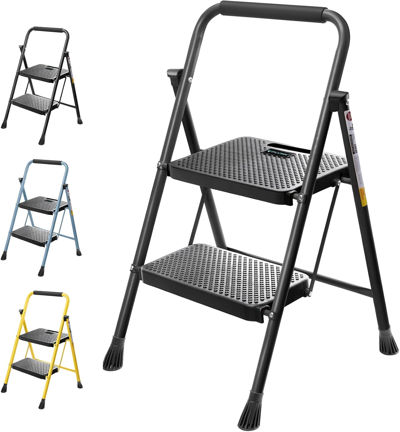 TICONN 2 Step Ladder - Heavy Duty Foldable Step Stool for Home