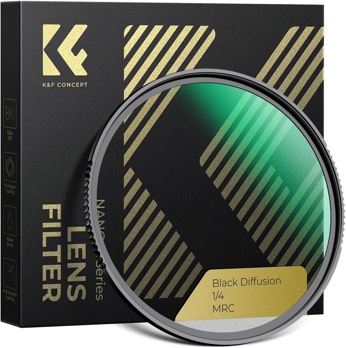 K&F Concept 52mm Black Diffusion 1/4 Filter for Cinematic Effects