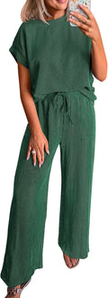 KIRUNDO Summer Sets Women 2 Piece Outfits - Casual Ribbed Knit Lounge
