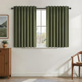 45 Inch Curtain Tier Kitchen Curtains Sets 2 Panels Olive Green Linen
