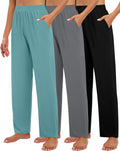 Huukeay Women's Wide Leg Lounge Pants - Cozy, Flowy 3 Pack