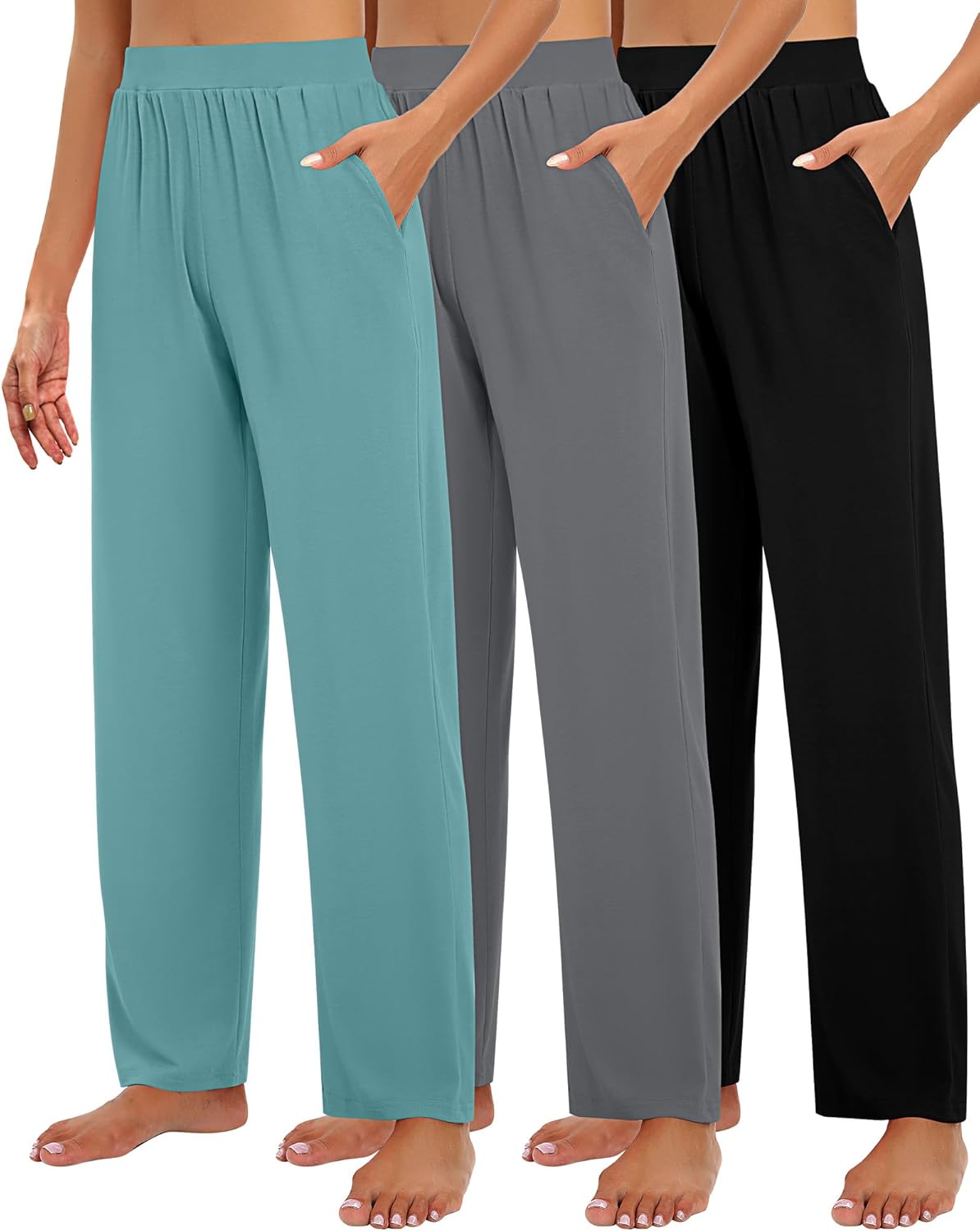 Huukeay Women's Lounge Pants - Cozy Wide Leg Slacks with Pockets