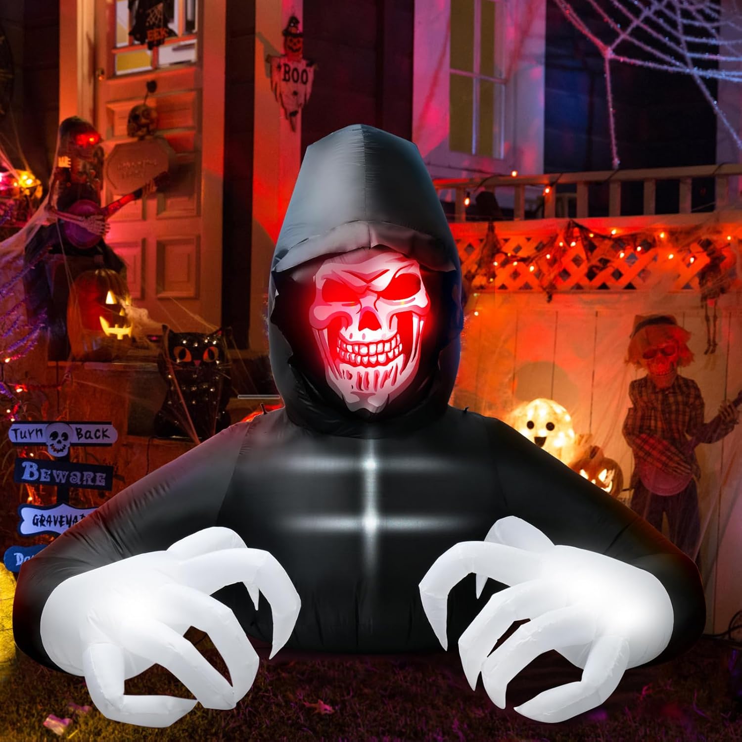 7 FT Halloween Inflatable Grim Reaper with LED Lights for Yard