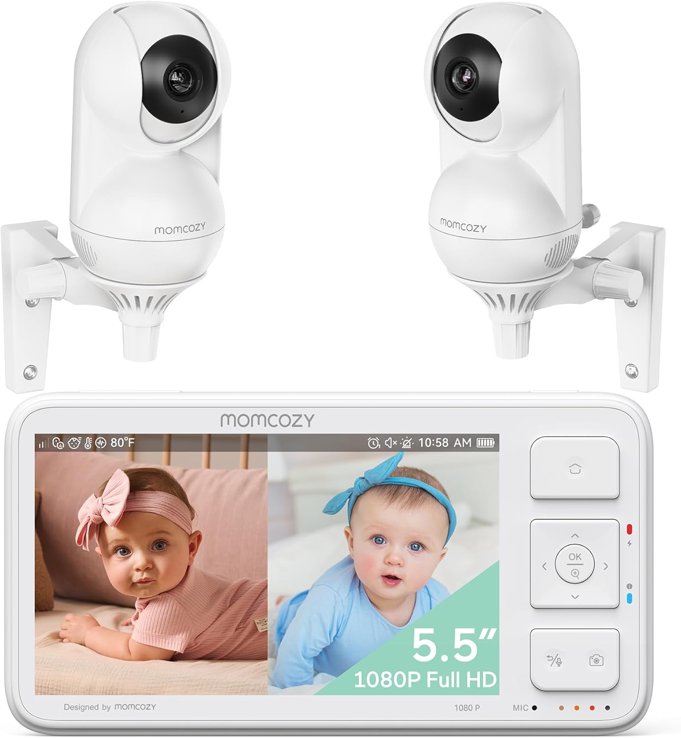 Momcozy Split Screen Baby Monitor - Crystal Clear HD Video & Audio