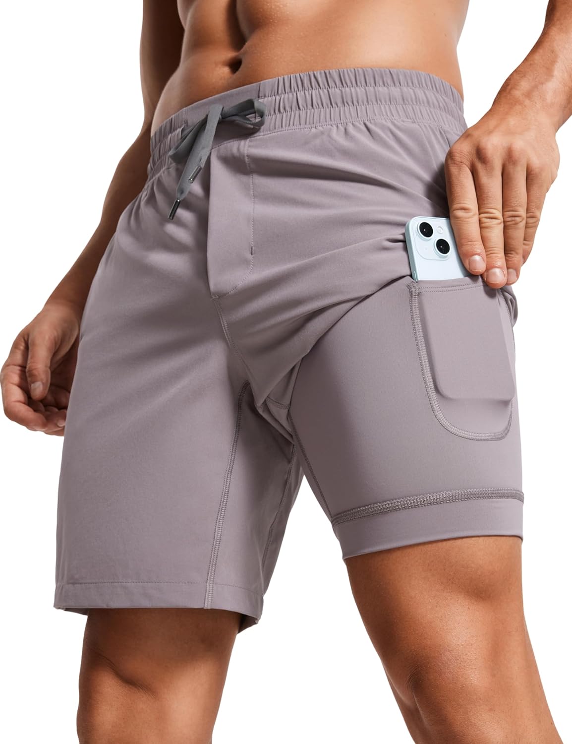 CRZ YOGA Men's 2 in 1 Running Shorts - Quick Dry Athletic Wear