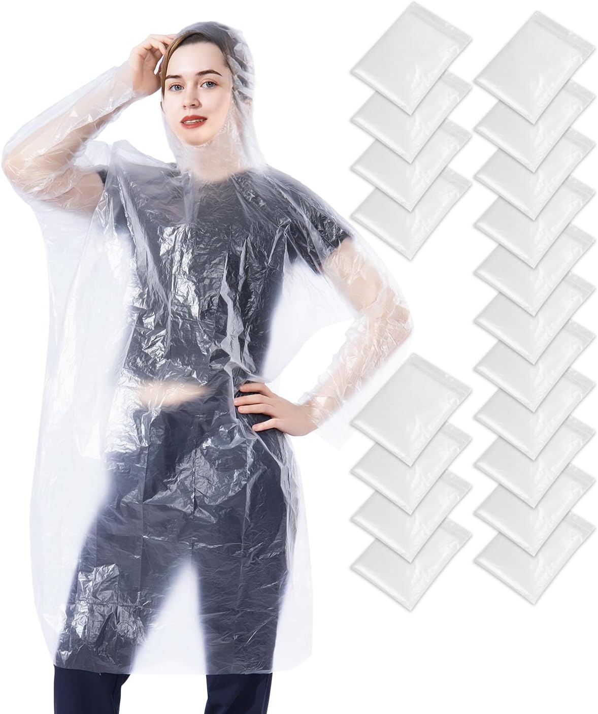 50/100 Pack Disposable Rain Ponchos for Adults - Waterproof Gear