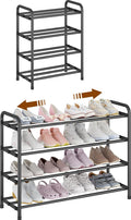 Expandable 4-Tier Shoe Rack Organizer - Adjustable Space-Saving Shelf