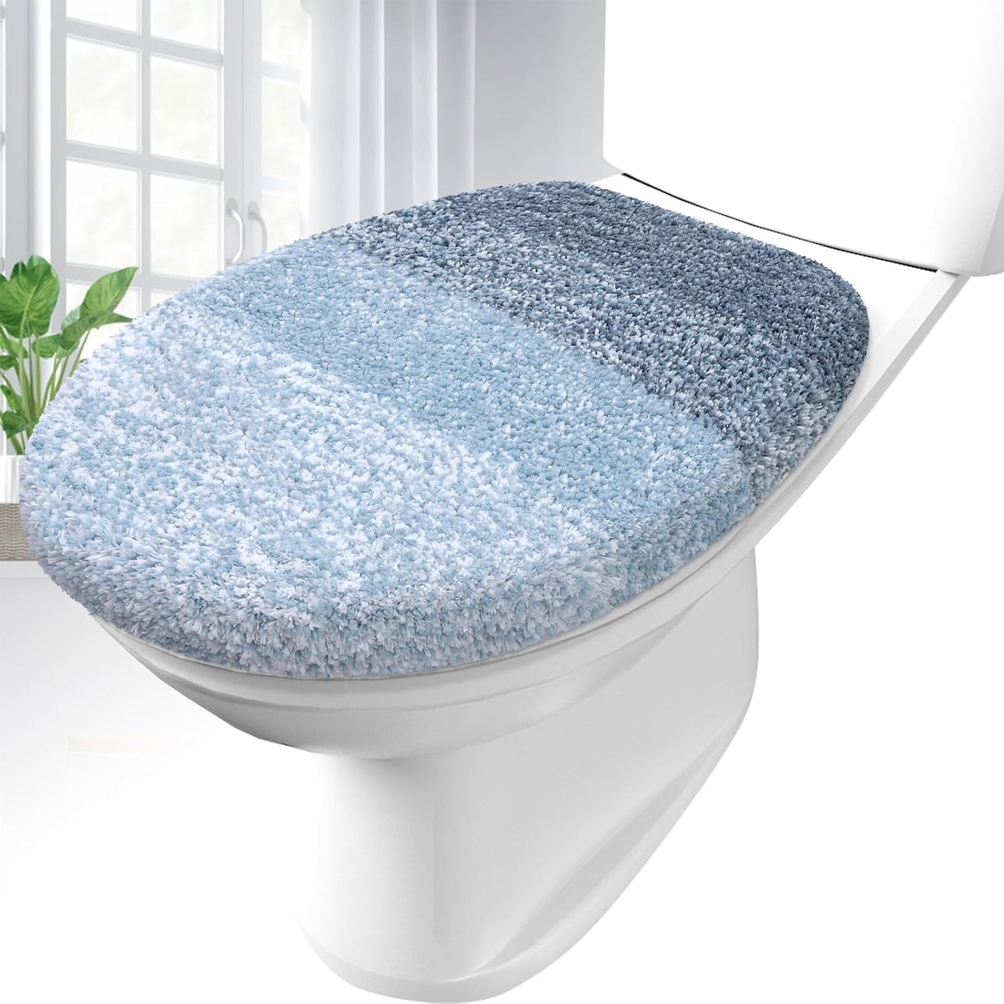 OLANLY Soft Microfiber Bathroom Toilet Lid Cover for Comfort