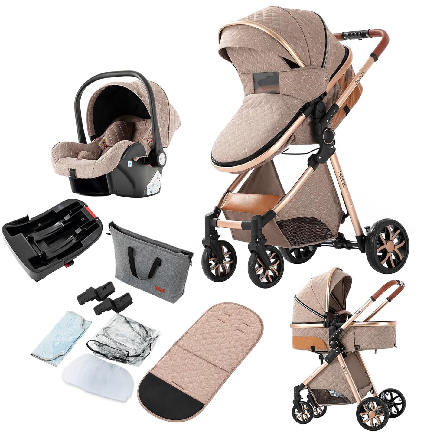 3 in 1 Baby Travel System - Reversible Luxury Stroller for Toddlers