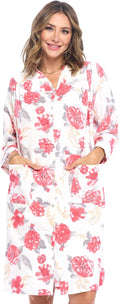Casual Nights Floral Snap Front Flannel Duster - Cozy Lounger Clothing