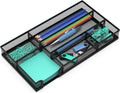 Desk Drawer Organizer Small Metal Mesh Tray - 6 Compartment Organizer