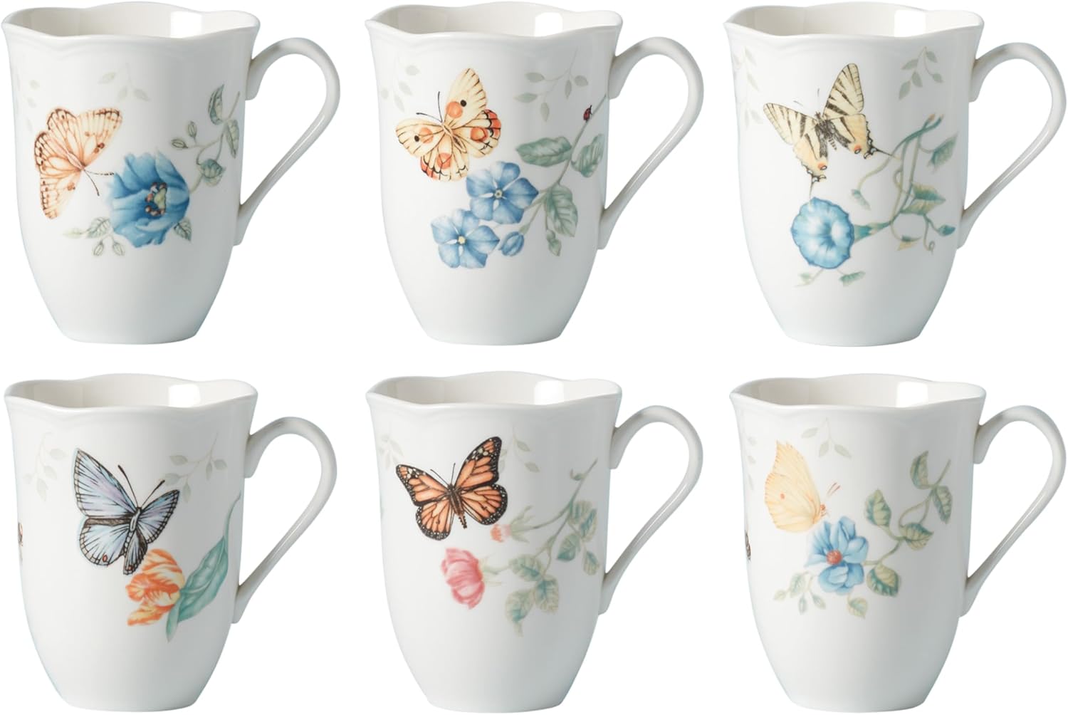 Lenox Butterfly Meadow 6-Piece Mug Set for Elegant Dining
