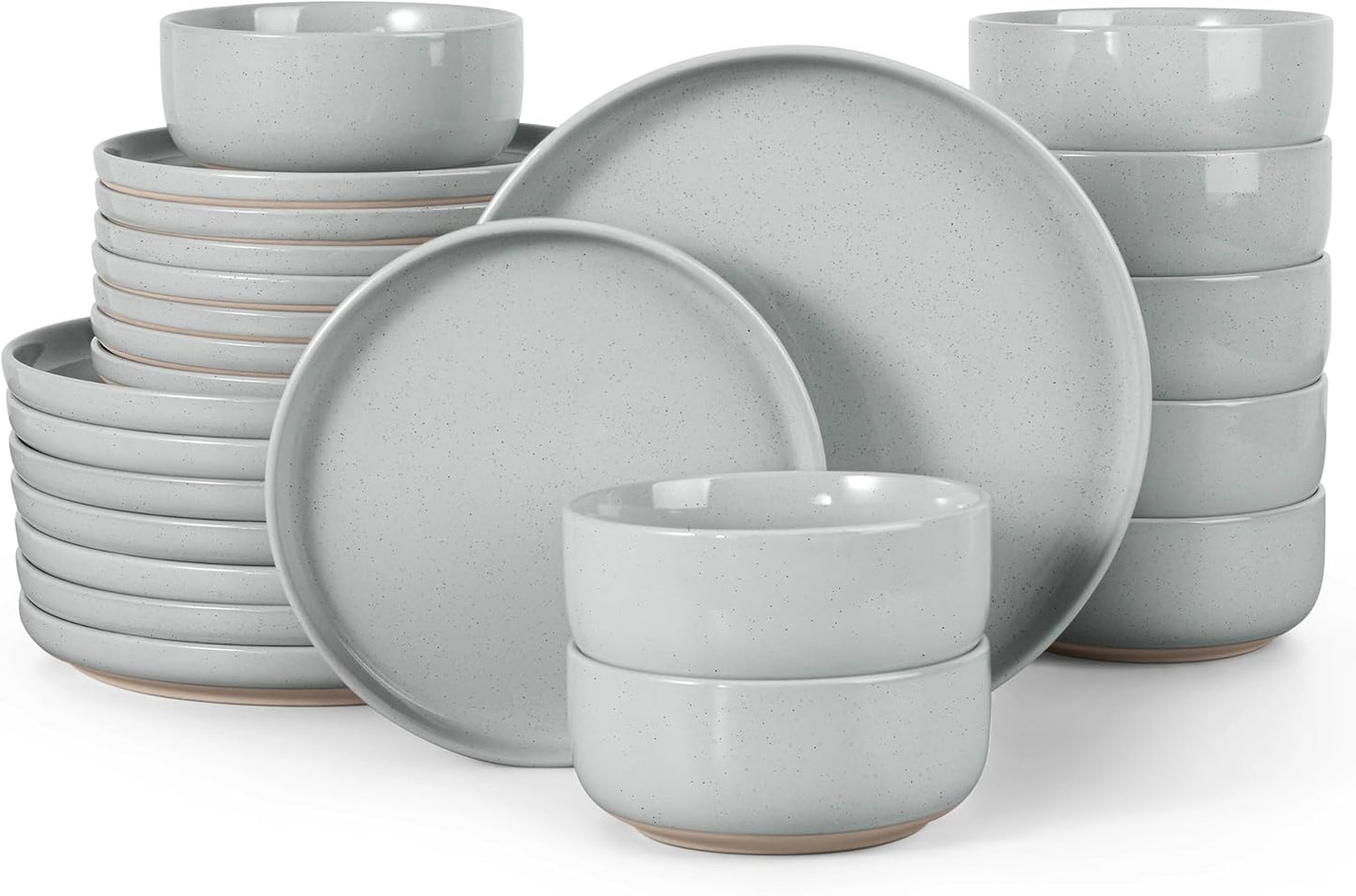 HaWare Stoneware Dinnerware Sets for 8, 24-Piece Dishes Set
