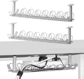 2 Packs Cable Management Tray 14 in Under Desk Cable Holder - Tidy