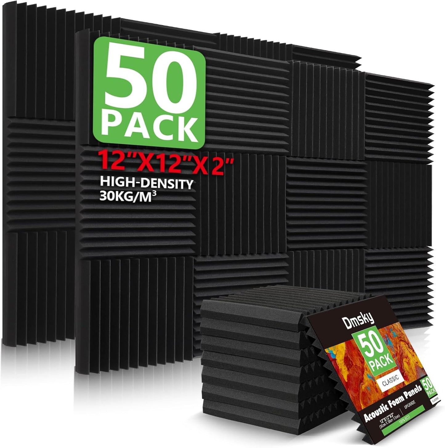 50 Pack Acoustic Foam Panels for Soundproofing and Recording