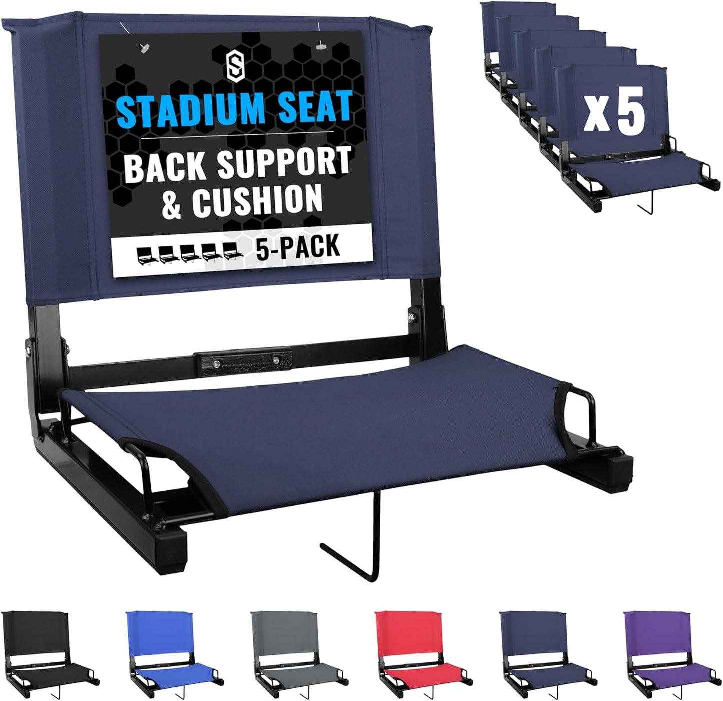 Sports Unlimited Bleacher Chairs with Back Support and Cushion