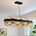Siljoy 16-Light Crystal Chandelier Black Rectangle - Modern Raindrop