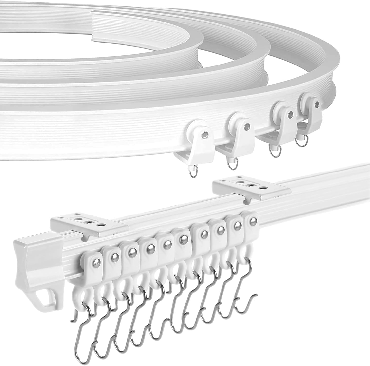 7m Bendable Ceiling Curtain Track - White RV & Shower Fit