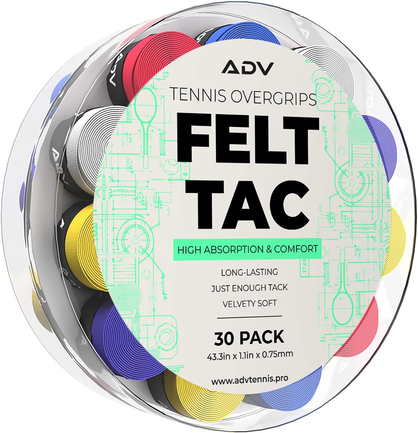 ADV Dry Tennis Overgrip Tape - Ultra Absorbent Comfort Grips