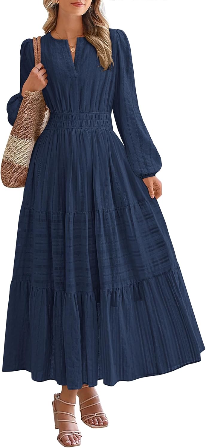 BTFBM Fall Dresses for Women 2025 Casual Long Sleeve Maxi