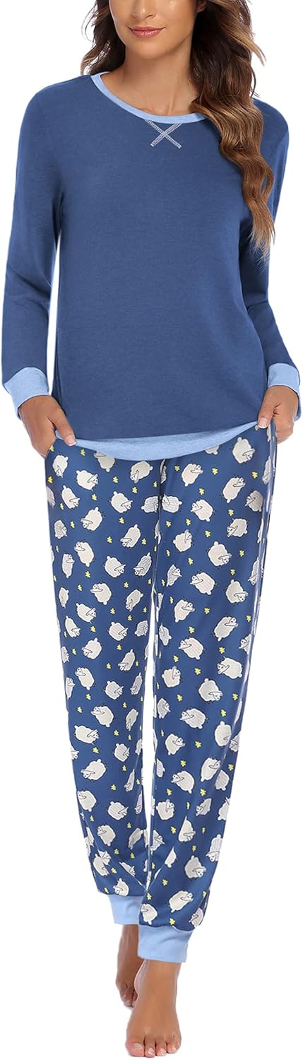 Ekouaer Pajamas for Women Comfy Long Sleeve Jogger Set Pjs