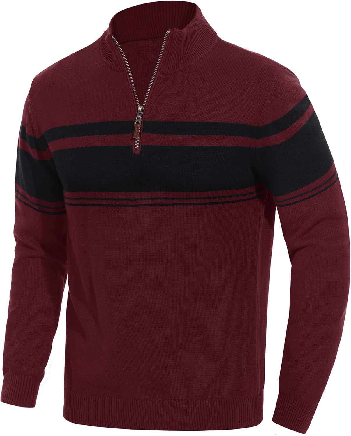 EKLENTSON 1/4 Zip Striped Sweater for Casual Fall