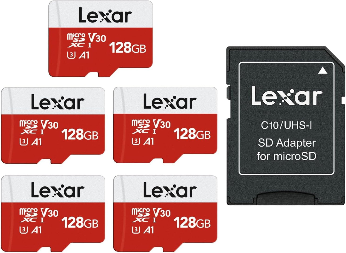 High-Speed 128GB MicroSD 5-Pack by Lexar