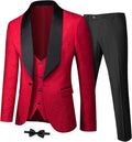 YND Men's 3 Piece Jacquard Tuxedo Set with Shawl Lapel - Slim Fit