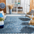 Courtyard 8ft x 11ft Navy/Ivory Outdoor Area Rug - Durable, Easy Care