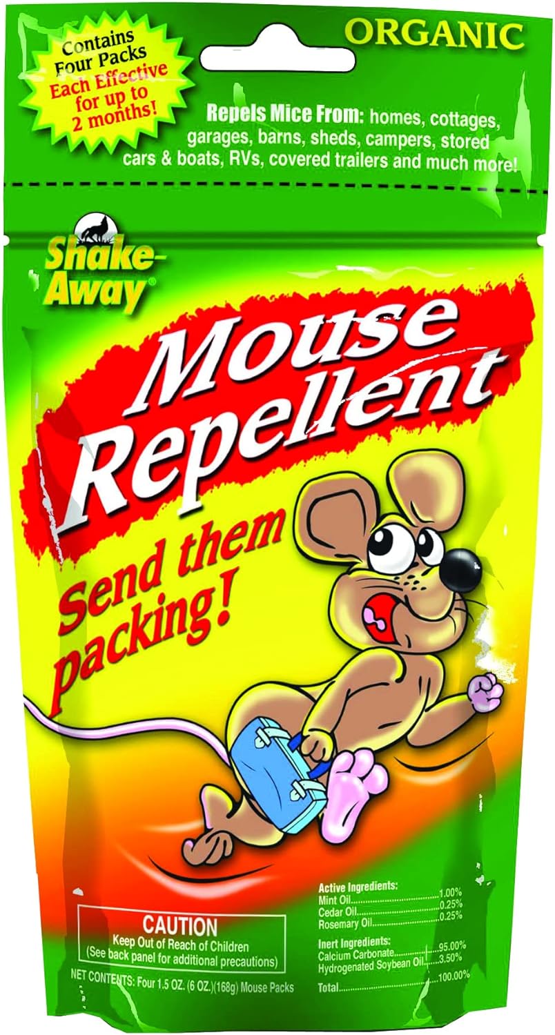 4 Pack Shake-Away Mouse Repellent: 1.5 oz Each