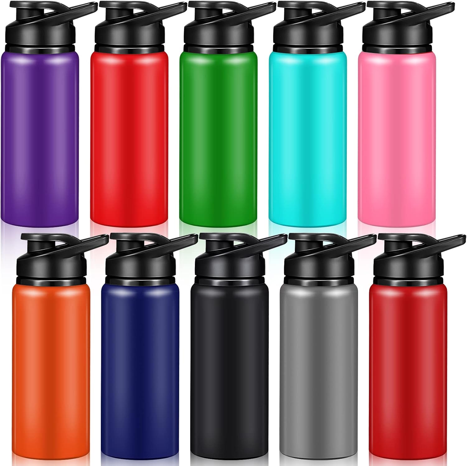 10 Pieces 20oz Reusable Aluminum Water Bottles for Outdoor Use