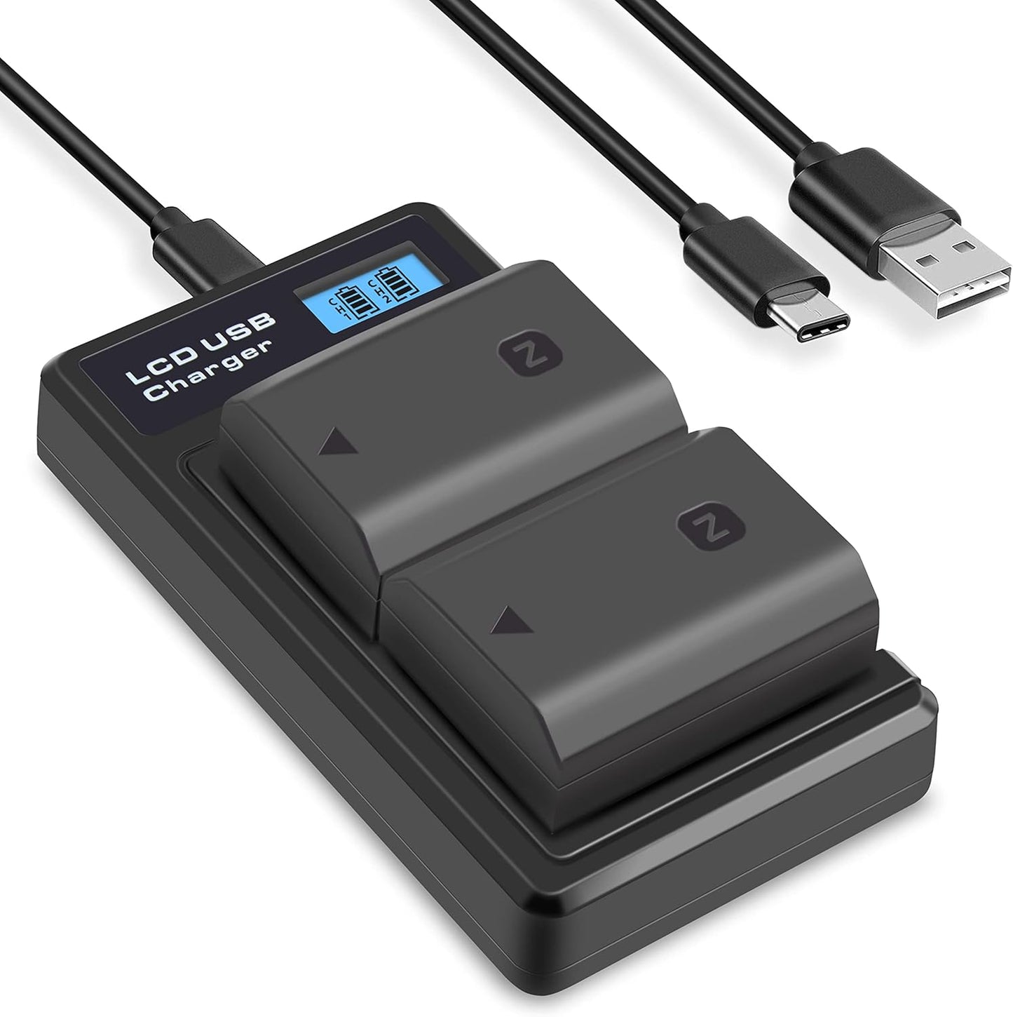 2 Pack NP-FZ100 Battery & Charger for Sony Alpha Cameras