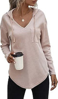 morhuduck V Neck Hoodies Long Sleeve Pullover Tops - Casual Comfort