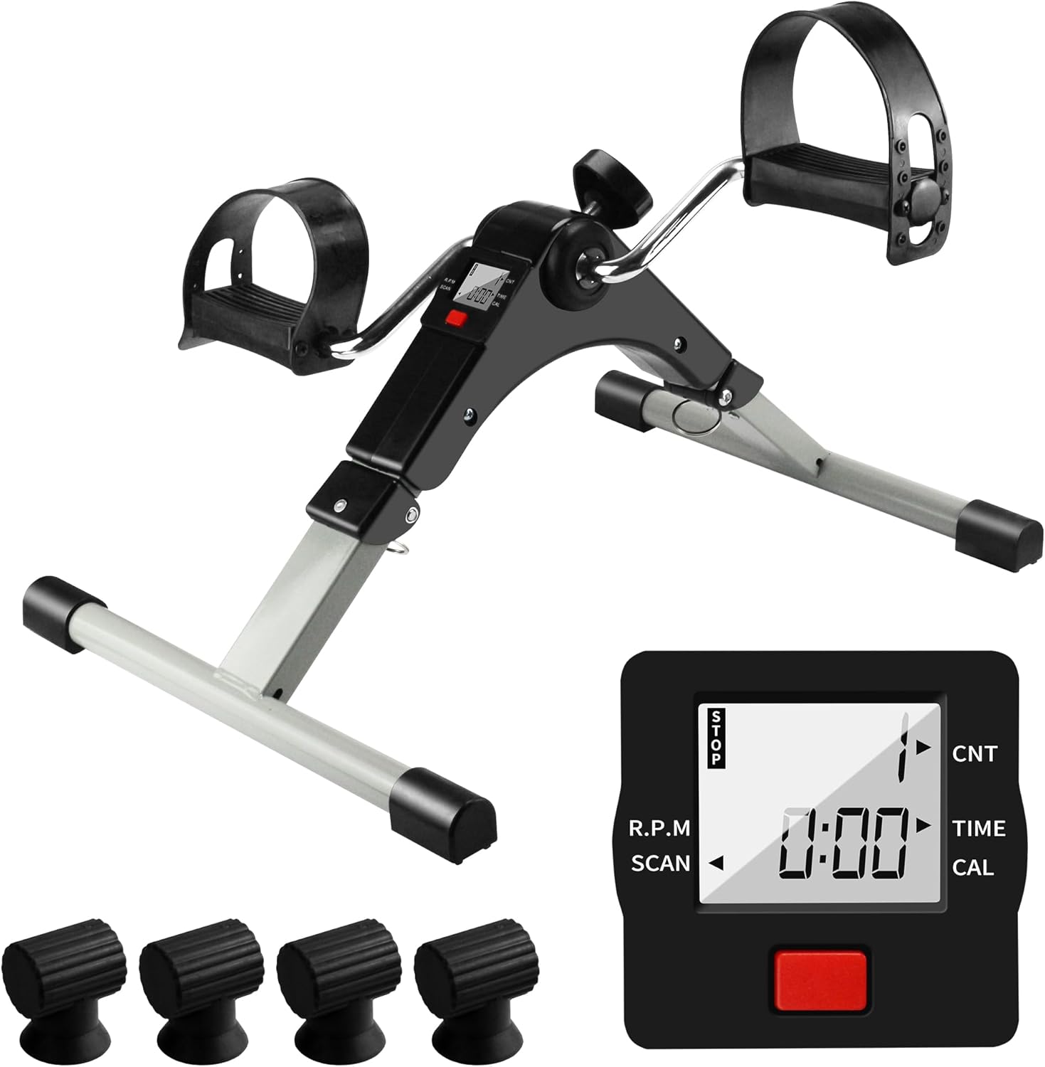 Foldable Desk Bike Pedal Exerciser - Adjustable Resistance, LCD Display