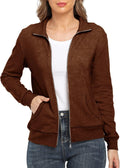 Women's Zip Up Sweatshirt Jacket Stand Collar Hoodless Running chart