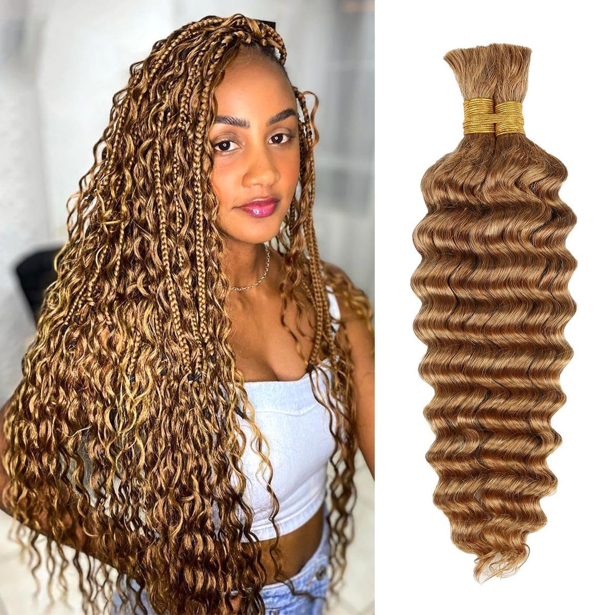 Human Braiding Hair for Boho Braids - 100% Virgin Deep Wave