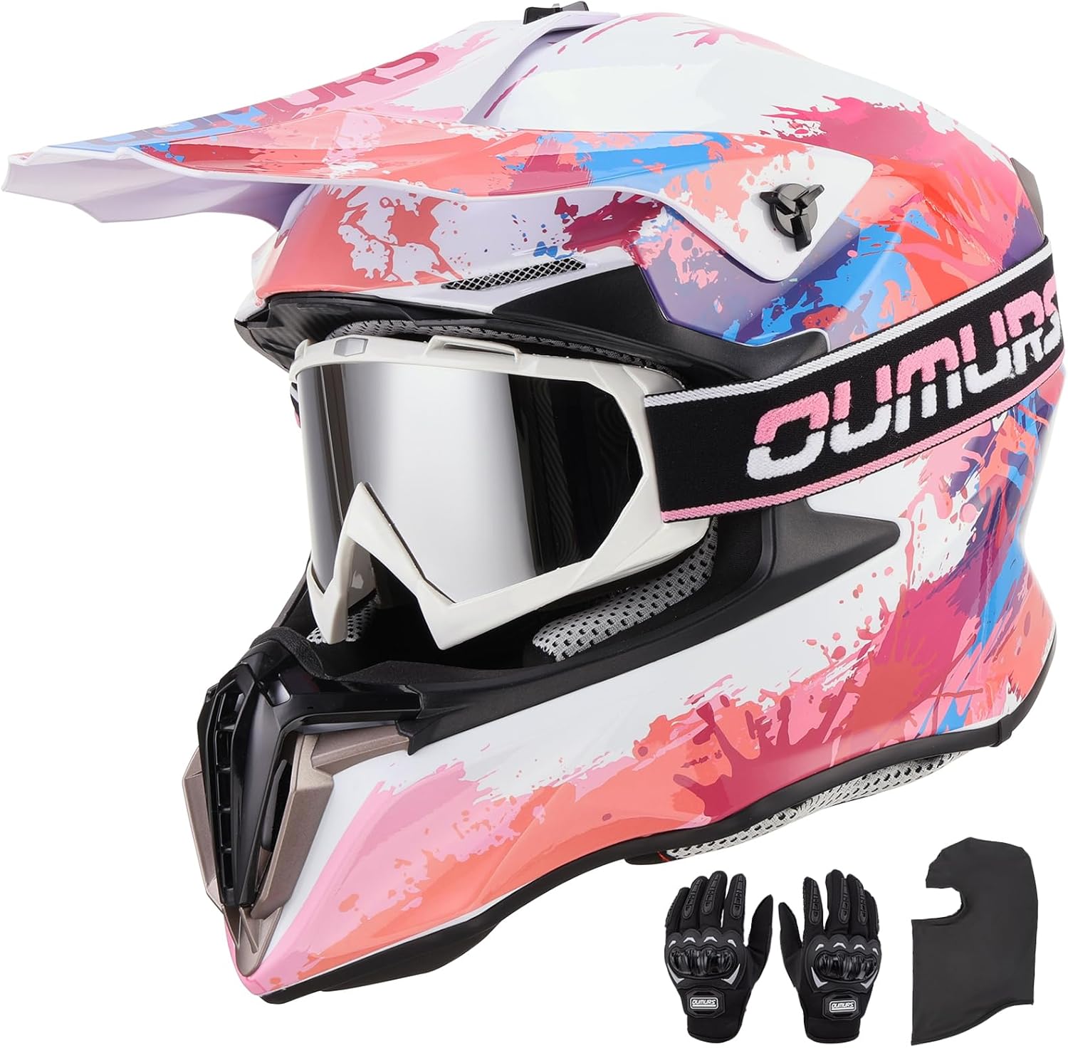 Adult ATV Dirt Bike Helmet with Goggles Gloves & Mask for Safety