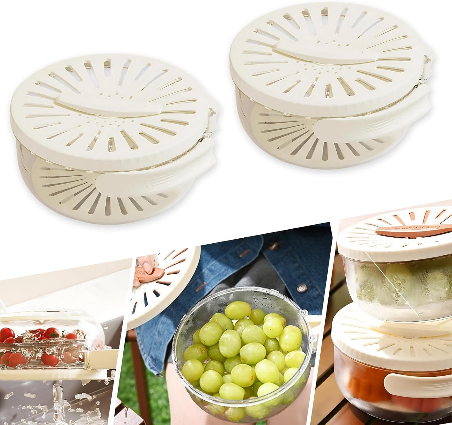 Foldable Handle Drain Basket & Colander Set - Boxonly