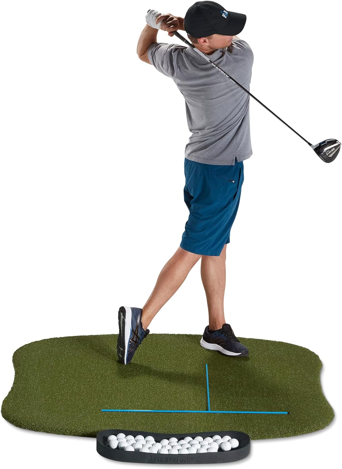 Fiberbuilt Golf Hourglass Mat - Premium Turf for Precision Practice