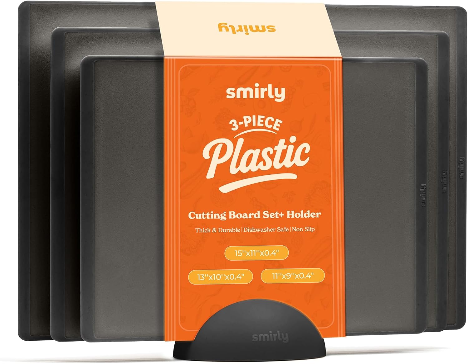 SMIRLY Plastic Cutting Board Set with Holder for Every Kitchen