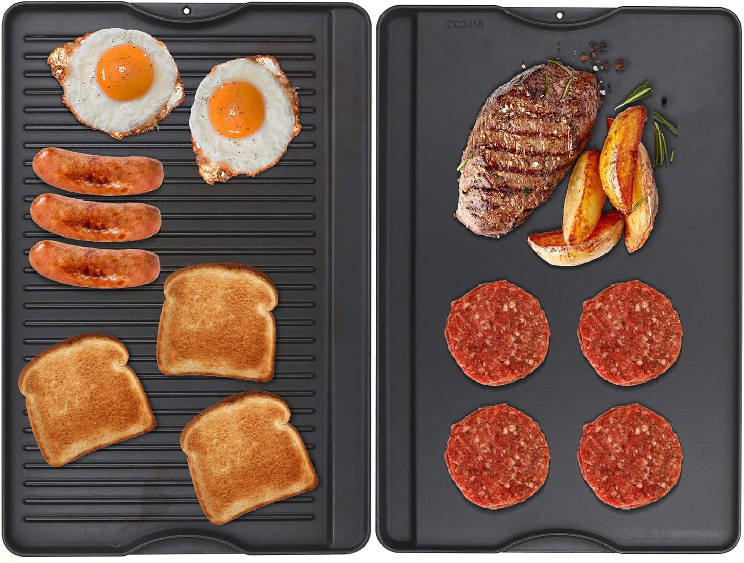 24in X 16in Reversible Cast Iron Griddle for Outdoor Cooking