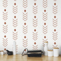Boho Geometric Peel and Stick Wallpaper Beige with Red Arrows