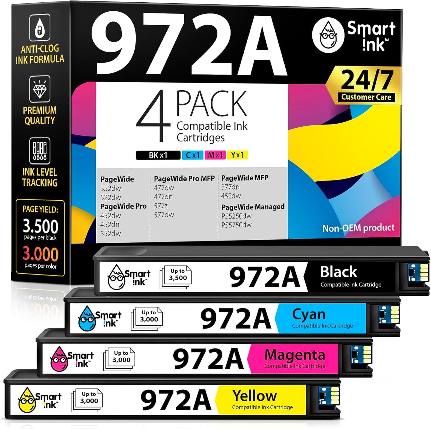 Smart Ink Compatible Ink Cartridges for HP 972A - 4 Pack Combo