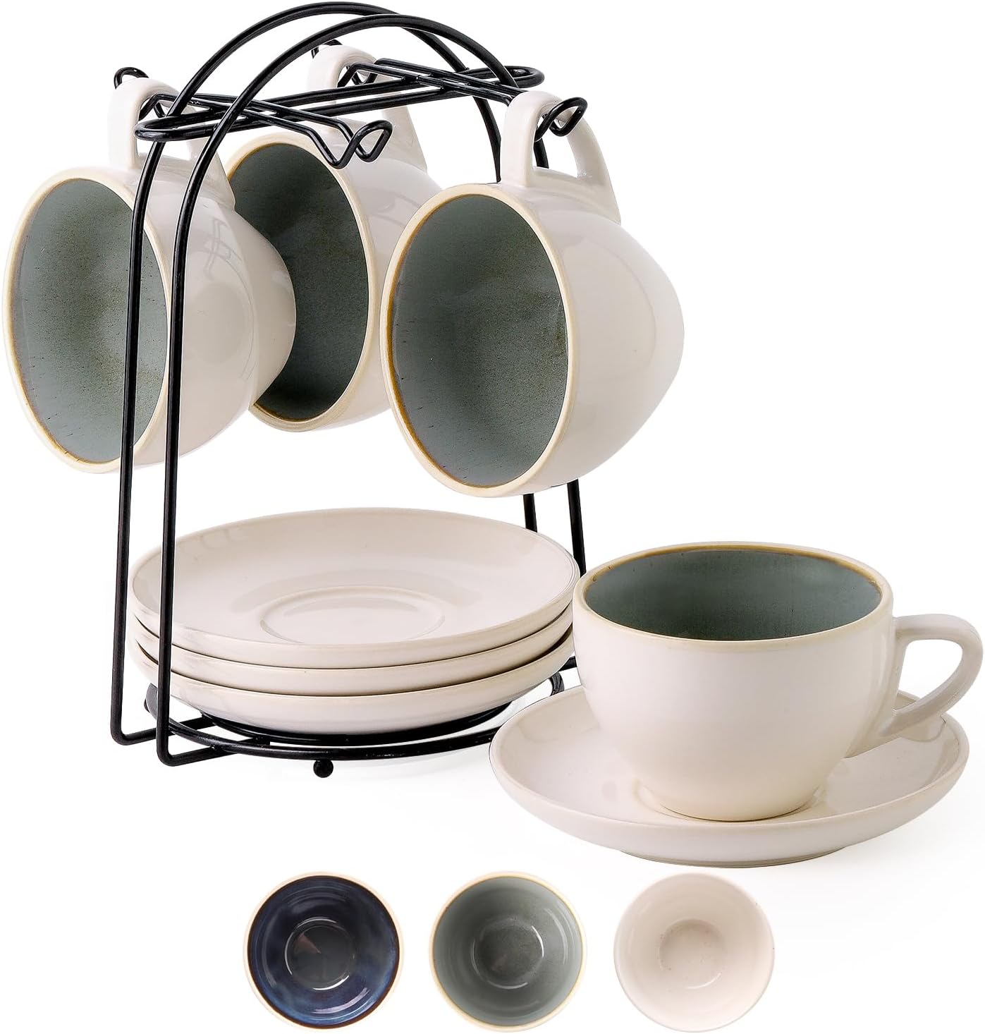 SIDUCAL Stackable Cappuccino Cup Set of 4 for Coffee Lovers