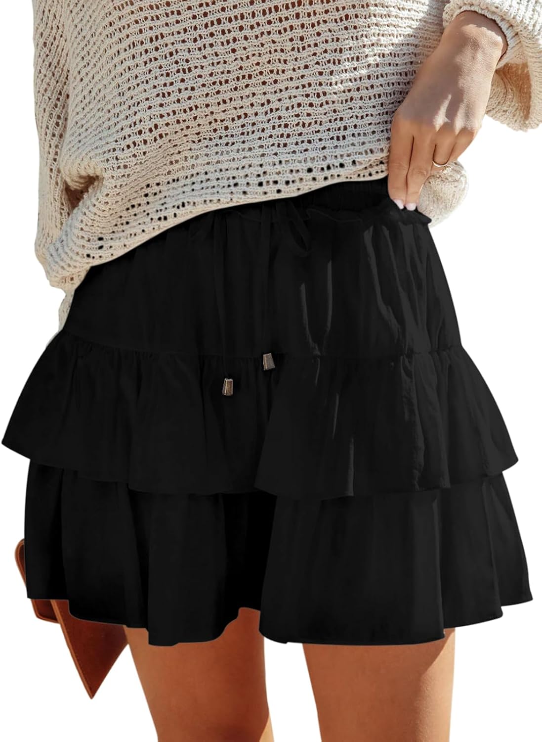 Flowy Shorts for Women Boho Ruffled Tiered Skorts Casual Wear