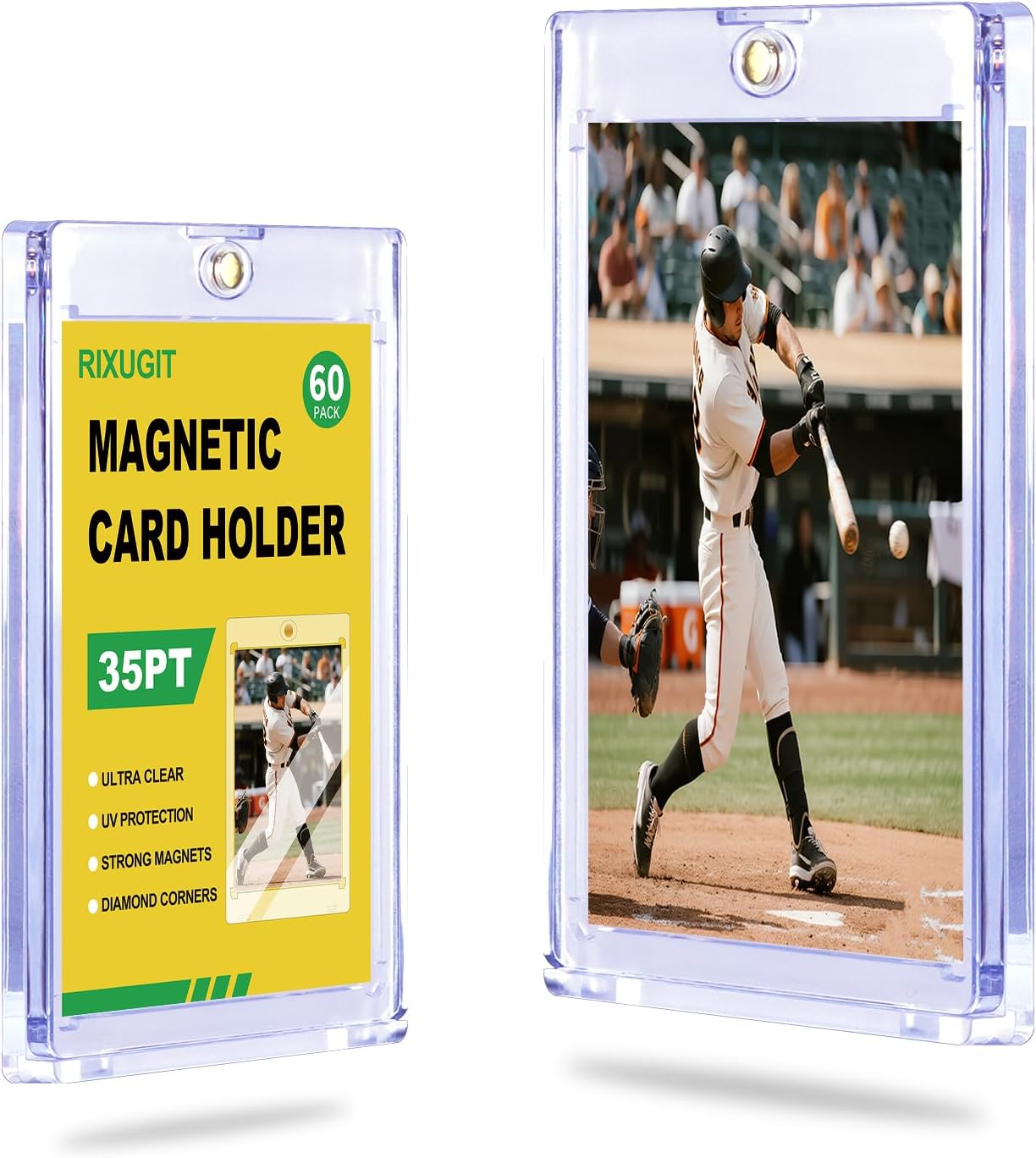 60-Pack 35PT Magnetic Card Holders for Trading Cards Display