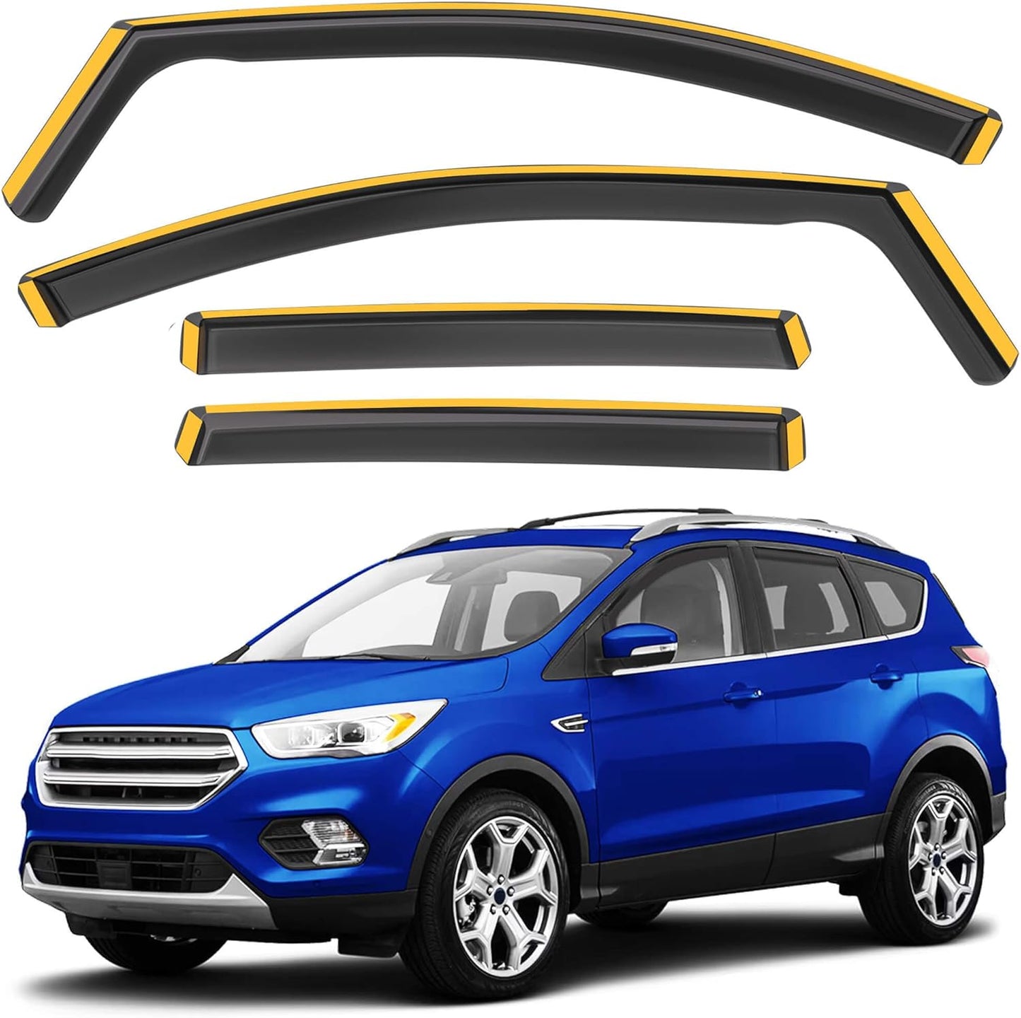Shatterproof in-Channel Rain Guards for Ford Escape 2013-2019
