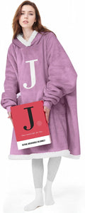 Wearable Blanket Hoodie with Letter A-Z - Oversized Personalized Cozy